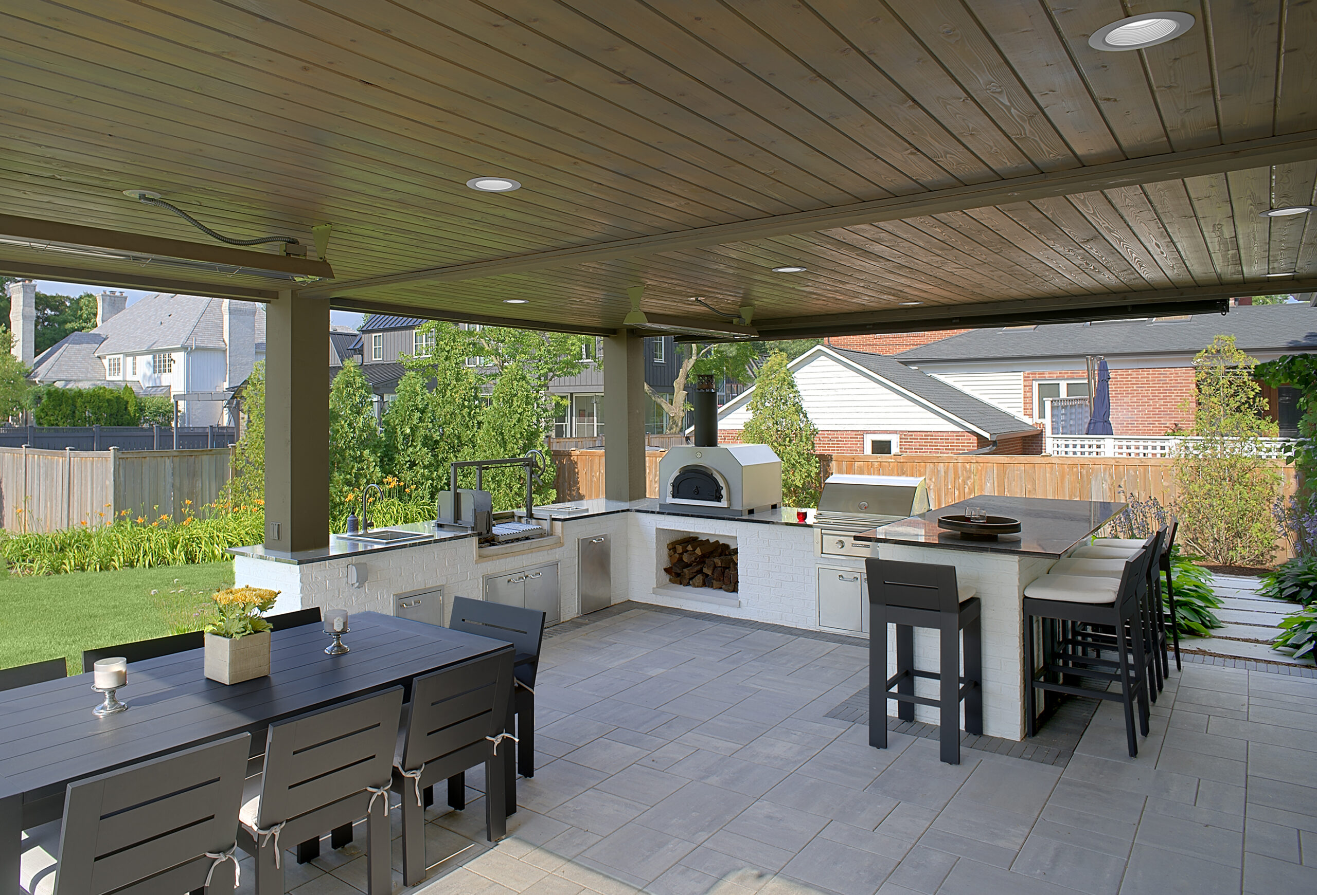 Custom outdoor kitchen with stone masonry